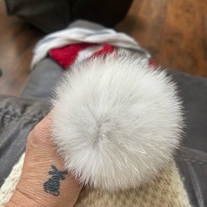 Off-white Burberry beanie with ball on top